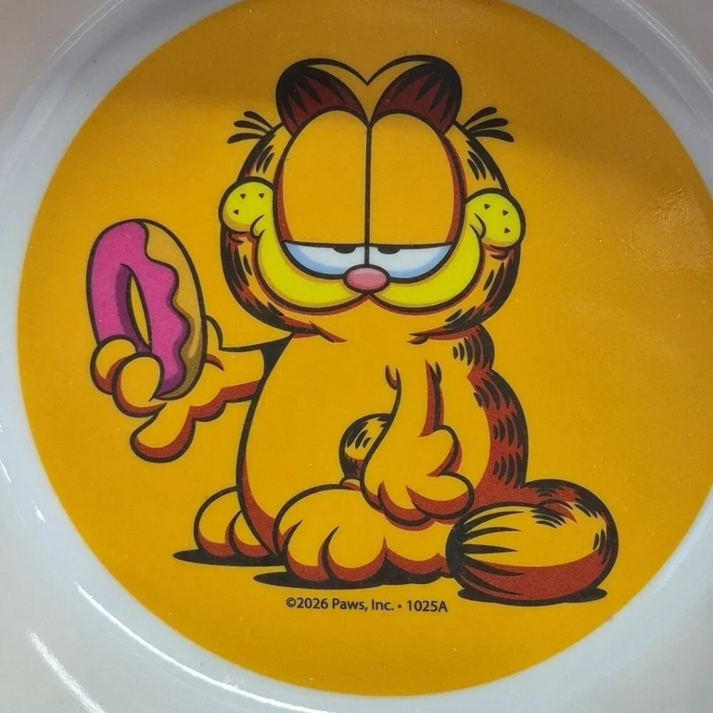 Nickoledin Garfield Bowl Dog Cat Food Water Dish, Yellow, 7in, Lot Of 2